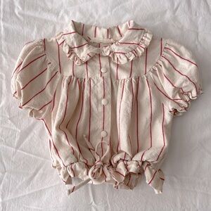 EUC Fin & Vince Eleanor Blouse red stripe 18-24 mos